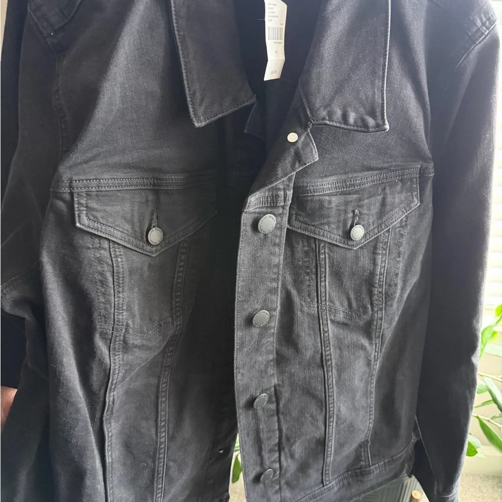 BNWT- Lane Bryant Plus Size- Black Stone Wash Denim Jacket- 24W